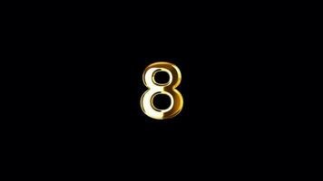 Loop text number Eight gold shine light motion video