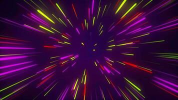 Glowing neon lines zoom background animation video