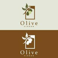 Olive Oil Logo, Olive Leaf Plant Herbal Garden Vector, Simple Elegant Luxurious Icon Design Template illustration vector