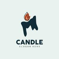 Candle Logo, Elegant Romantic Candle Light Dinner Flame Light Design, Traditional Spa Candle Vector