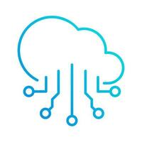 cloud system automation gradient outline icon vector illustration