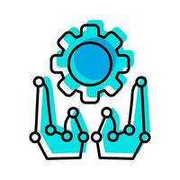 gear and hands machine industry outline icon vector illustration