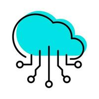 nube hospedaje Internet cable contorno icono vector ilustración