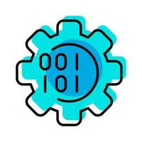 binary number and gear machine industry outline icon vector illustration