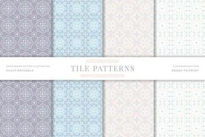 pastel color tile seamless patterns collection vector
