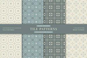 traditional tile seamless patterns collection vector