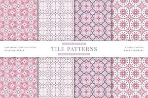 pink tile seamless patterns collection vector