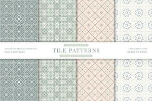 rustic tile seamless patterns collection vector
