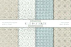hand drawn vintage tile seamless patterns collection vector