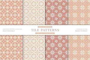 hand drawn tile seamless patterns collection vector