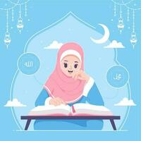 learning al quran islamic illustration background vector