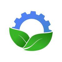 nature leaf gear logo vector