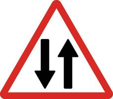 warning triangle traffic sign for two way . Two way road sign vector