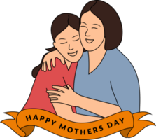 contento madres día. ilustración de niño abrazando madre. ilustración de madre y niño amor png