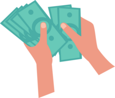 icon of hand holding dollar bill. illustration of hand counting money png