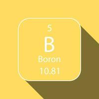 Boron symbol with long shadow design. Chemical element of the periodic table. Vector illustration.