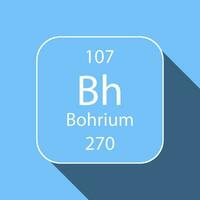 Bohrium symbol with long shadow design. Chemical element of the periodic table. Vector illustration.