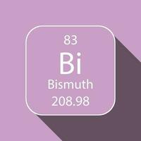 Bismuth symbol with long shadow design. Chemical element of the periodic table. Vector illustration.