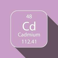 Cadmium symbol with long shadow design. Chemical element of the periodic table. Vector illustration.