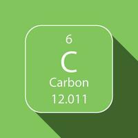 Carbon symbol with long shadow design. Chemical element of the periodic table. Vector illustration.