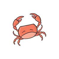 Crab character smiling with big claws on white. vector