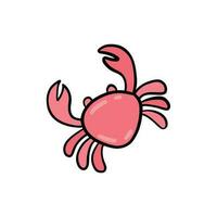 Crab character smiling with big claws on white. vector