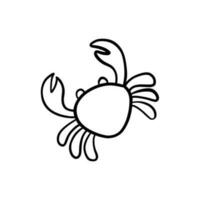 Crab character smiling with big claws on white. vector