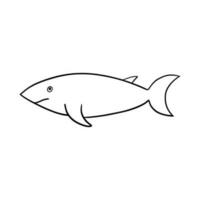 Outlined Happy Shark. hand drawn, beautiful detailed turquoise vector