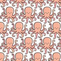 Vector abstract seamless pattern on the theme of the sea, travel, adventure and discovery. Vintage repeating background with hand drawn octopus sketches.