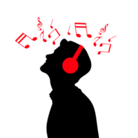 Mann Hören zu Musik- Silhouette png