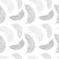 Seamless pattern with delicate gray feathers on a white background. Background, textile, vector