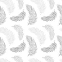 Seamless pattern with delicate gray feathers on a white background. Background, textile, vector