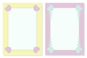 poster frame decoration with heart icon in simple shape, border vector template for birthday greeting card, wedding invitation, banner, photo frame, presentation, web.