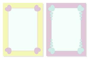 poster frame decoration with heart icon in simple shape, border vector template for birthday greeting card, wedding invitation, banner, photo frame, presentation, web.