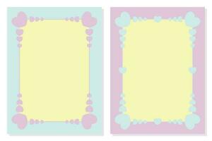 poster frame decoration with heart icon in simple shape, border vector template for birthday greeting card, wedding invitation, banner, photo frame, presentation, web.
