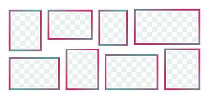 Photo Frames isolated on white background, vector set of elegant color square frames of various sizes. Blank framing for your design.