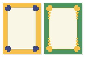 poster frame decoration with heart icon in simple shape, border vector template for birthday greeting card, wedding invitation, banner, photo frame, presentation, web.