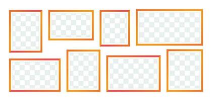 Photo Frames isolated on white background, vector set of elegant color square frames of various sizes. Blank framing for your design.