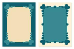 poster frame decoration with heart icon in simple shape, border vector template for birthday greeting card, wedding invitation, banner, photo frame, presentation, web.