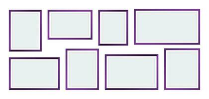 Photo Frames isolated on white background, vector set of elegant color square frames of various sizes. Blank framing for your design.