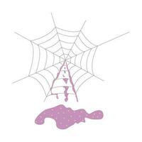 Spider web with a magic potion on a white background vector