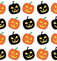 Seamless pattern with smiling pumpkin lantern jack o lantern. Vector illustration