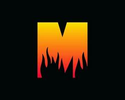 M letter flame logo design fire Illustration vector