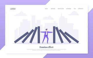 Domino effect or business resilience metaphor vector illustration concept.