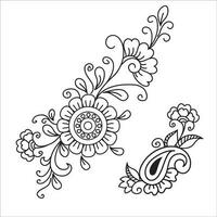 conjunto de diferente flor línea en blanco antecedentes. flores dibujo con arte lineal en blanco antecedentes. vector