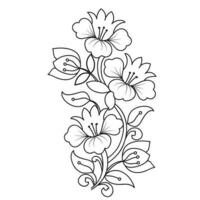 Set of different flower line on white background. Flowers drawing with line-art on white backgrounds. vector