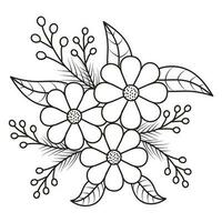 Set of different flower line on white background. Flowers drawing with line-art on white backgrounds. vector