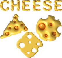 3d rendering Piece of cheese, cheese icon, cheese realistic food png