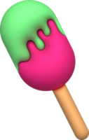 3d illustration. Ice cream stick. Multi colors. png