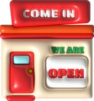 negocio apertura horas icono tienda comercio electrónico ilustración 3d png